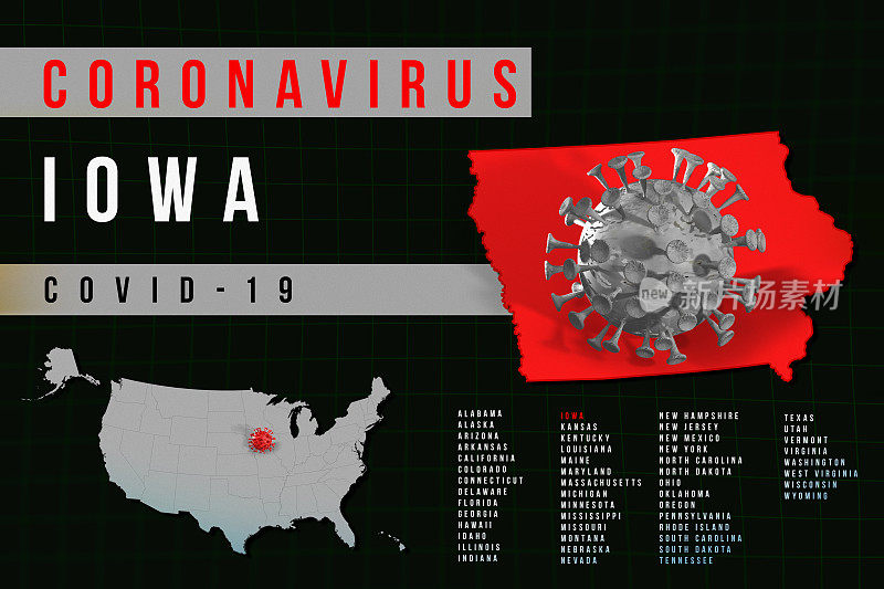 美国爱荷华州-冠状病毒- COVID-19地图